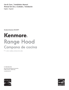 Manual Kenmore 233.51399 Cooker Hood