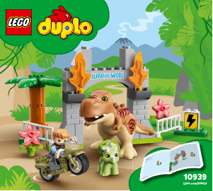 Brugsanvisning Lego set 10939 Duplo T. rex og triceratops på dinosaurflugt