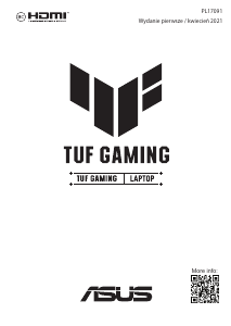 Instrukcja Asus F15 2021 TUF Gaming Komputer przenośny