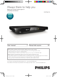 Manual Philips DVP3651K DVD Player
