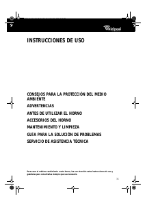 Manual de uso Whirlpool AKZ 431 IX Horno