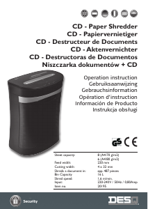 Manual Desq 20195 Paper Shredder