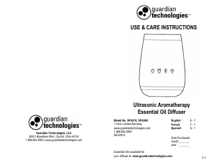 Manual de uso Guardian Technologies SPA210 Difusor de aroma