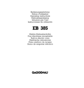 Manual Gaggenau EB 385 Oven