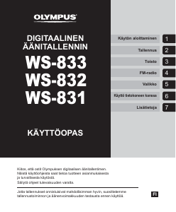 Käyttöohje Olympus WS-831 Äänitallennin