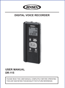 Manual Jensen DR-115 Audio Recorder