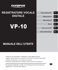 Manuale Olympus VP-10 Registratore vocale