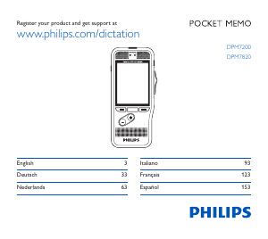 Bedienungsanleitung Philips DPM7200 Pocket Memo Diktiergerät