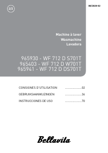 Manual de uso Bellavita WF 712 D W701T Lavadora