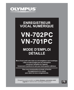 Mode d’emploi Olympus VN-702PC Enregistreur numérique