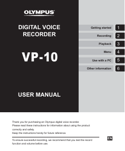 Manual Olympus VP-10 Audio Recorder