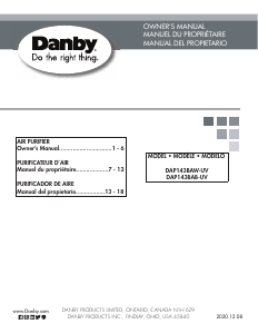 Manual de uso Danby DAP143BAW-UV Purificador de aire