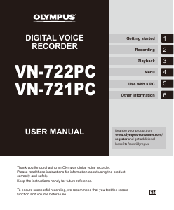 Manual Olympus VN-721PC Audio Recorder
