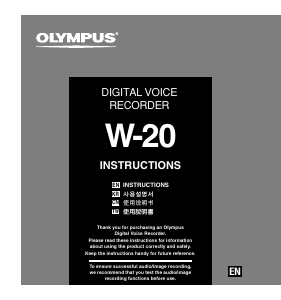 Manual Olympus W-20 Audio Recorder