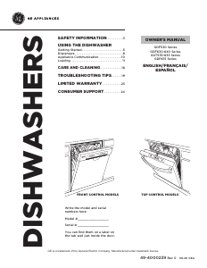 Manual de uso GE GDF510PSRSS Lavavajillas