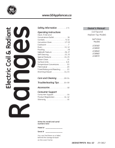 Mode d’emploi GE JCB860SKSS Cuisinière