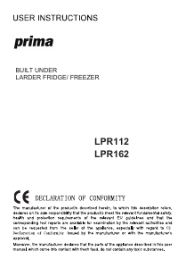 Handleiding Prima LPR112 Koelkast