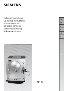 Bedienungsanleitung Siemens TK64001 Kaffeemaschine
