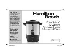 Manual Hamilton Beach 40514 Coffee Machine