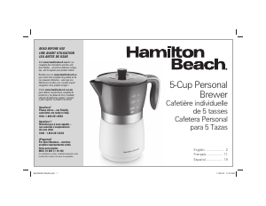 Manual Hamilton Beach 43700 Personal Coffee Machine