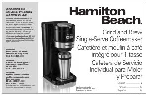Manual Hamilton Beach 49989 Grind and Brew Coffee Machine