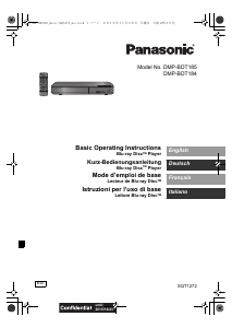 Manual Panasonic DMP-BDT185 Blu-ray Player
