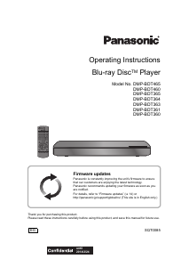 Manual Panasonic DMP-BDT465 Blu-ray Player