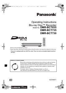 Manual Panasonic DMR-BCT730 Blu-ray Player