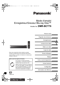 Mode d’emploi Panasonic DMR-BCT76EC Lecteur de blu-ray