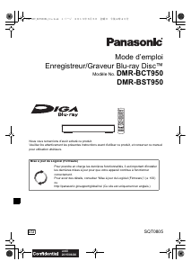 Mode d’emploi Panasonic DMR-BCT950EG Lecteur de blu-ray