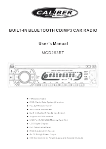 Manual Caliber MCD263BT Car Radio