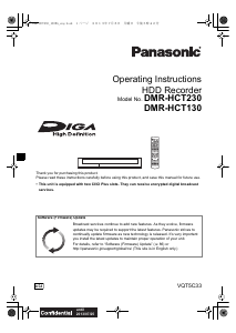 Manual Panasonic DMR-HCT130 Blu-ray Player