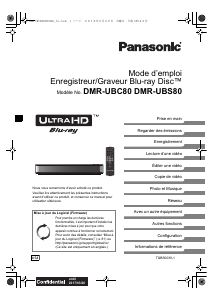 Mode d’emploi Panasonic DMR-UBC80EG Lecteur de blu-ray