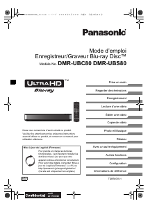 Mode d’emploi Panasonic DMR-UBS80EG Lecteur de blu-ray