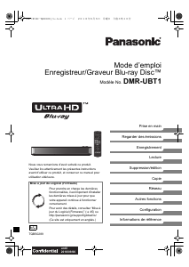 Mode d’emploi Panasonic DMR-UBT1EC Lecteur de blu-ray