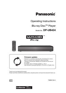 Manual Panasonic DP-UB424EG Blu-ray Player