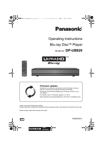 Manual Panasonic DP-UB820 Blu-ray Player