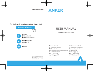 Руководство Anker A2424 PowerSolar 3-Port 24W Портативное зарядное устройство