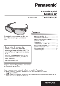 Mode d’emploi Panasonic TY-EW3D10E Lunettes 3D