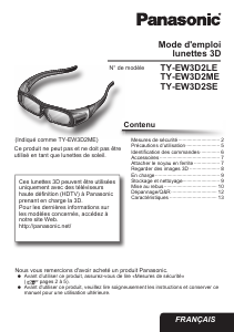 Mode d’emploi Panasonic TY-EW3D2LE Lunettes 3D