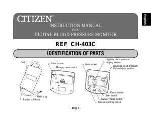 Handleiding Citizen CH-403C Bloeddrukmeter