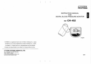 Handleiding Citizen CH-452 Bloeddrukmeter