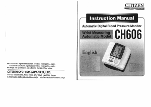 Manual Citizen CH-606 Blood Pressure Monitor