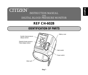 Handleiding Citizen CH0602B Bloeddrukmeter
