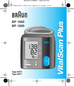 Manuale Braun BP1650 VitalScan Plus Misuratore di pressione