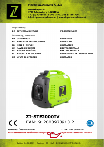 Priročnik Zipper ZI-STE2000IV Generator