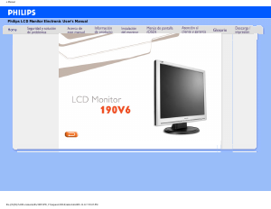Manual Philips 190V6FB LCD Monitor