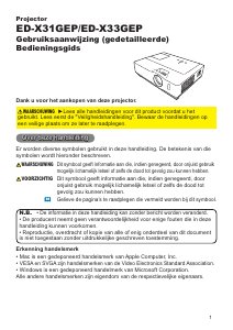 Handleiding Hitachi ED-X33GEP Beamer