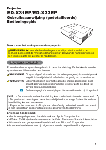 Handleiding Hitachi ED-X33EP Beamer