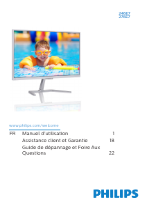 Mode d’emploi Philips 246E7QDSB Moniteur LED